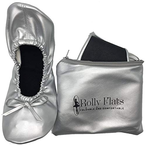Rolly FlatsFoldable Ballet - Ballet Chica Mujer niña, Color Plateado, Talla S, M, L, Extra L