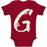 Shirtracer Anfangsbuchstaben Baby - G Rosen - 12-18 Monate - Rot - BZ10 - Baby Body Kurzarm Jungen Mädchen