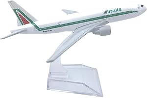 SUNSK Aereo Modello 777 Alitalia Lega 1/400 Scala Diecast Aereo Modello Metallo Miniatura Modelli con Stand per Display Collezione Regalo