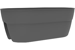 EDA – Jardinera Osaka 19,5 L – Sistema de fijación Simple y patentada – para Balcones y barandillas – 56 x 30,1 x 20,6 cm – Gris Antracita