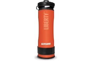 LifeSaver Liberty | Water Filter Bottle - 400ml Small Water Bottle & Water Purifier for Travel & Hiking, Lightweight Design, Removes 99.99% of Viruses, Bacteria & Cysts, Purifies 2000L (Orange)