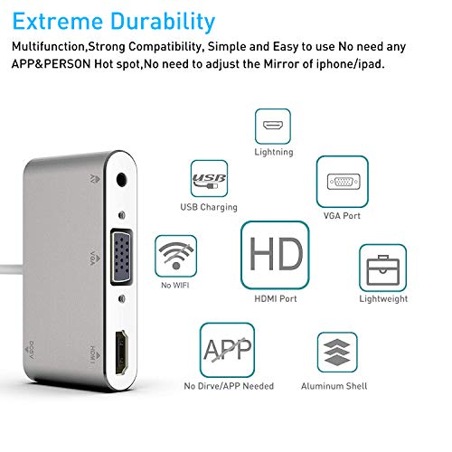 HDMI VGA AV Adapter Konverter, AMBER 2019 4 in 1 Plug and Play Digtal AV Adapter für iPhone/iPad... – Bild 3