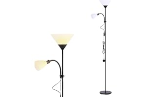INMOZATA Standard Lamps Living Room, Uplighter Floor Lamp, Modern Mother & Child Tall Floor Lamp for Living Room, Bedroom, Lounge, Office(Black)
