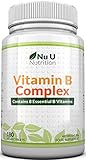 Vitamin B Complex 180 Tablets 6 Month Supply | Contains All 8 B Vitamins in 1 Tablet, Vitamins B1, B2, B3, B5, B6, B12, Biotin & Folic Acid | High Strength Vitamin B Complex | Vegetarian & Vegan