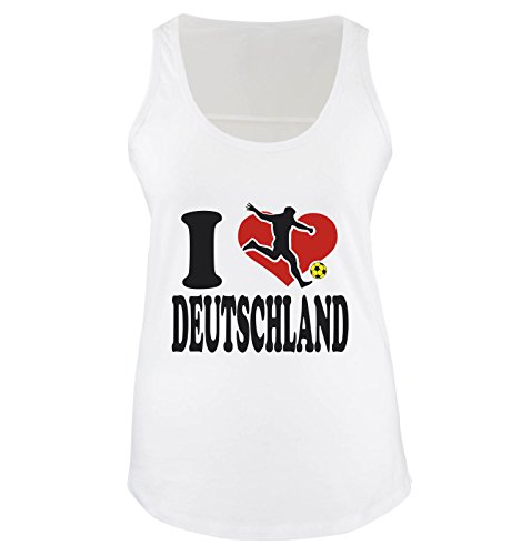 DEUTSCHLAND MOTIV 7 Damen Tank Top Weiss / Schwarz-Rot-Gelb Gr. M