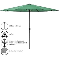 [casa.pro]®] Parasol de Jardin Polyester Acier Revêtu par Poudre Vert 300cm x 230cm