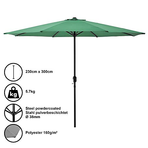 [casa.pro]®] Parasol de Jardin Polyester Acier Revêtu par Poudre Vert 300cm x 230cm