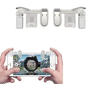 PIKABOO PUB-g Transparent Metal Game Triggers | with Aim and Fire Button, Sensitive Touchpad | Antiskid, Adjustable Clips for Mobile