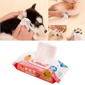 Sage Square Portable Hygienic Multipurpose Natural Moisturizing Pet Wet Tissue For Dog/Puppy / Cat/Kitten - 70 Wipes (Fragrance Free)