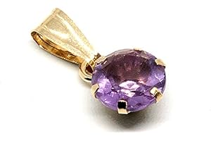 PENINSULA JEWELLERY 9ct Gold Amethyst Round Pendant without chain