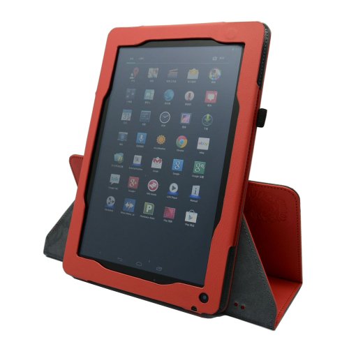 Coodio® Medion LifeTab E10320/E10318/E10316/E10315 Tablet 360 Grad Drehbar Lederhülle Tasche Cover Mit Ständer Gebaut in Handgriff – Farbe Rot - 4