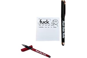 Sysow Fresh Outta Fucks Pad and Pen,Snarky Fresh Outta Fucks Pen Set, Funny and Sarcastic Daily Pad and Pen Novelty Office Supplies Gifts for Friends, Co-Workers, Boss (Black)
