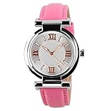 AIBOTY Frauen-Armbanduhr-Wasserdichte Uhr Retro- Uhr Frauen-Armbanduhren Damen-Armbanduhr Quarz-Uhr-Frauen Mit Lederband-Uhren Für Frauen-Dame,Pink