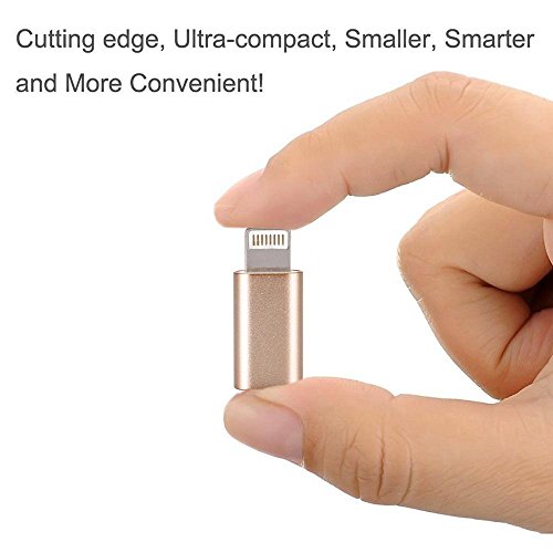 2x USB Blitz to Micro USB Type B Adapter Konverter für iPhone 5 6 6s 7 7s plus iPad iPod, kompatibel mit Apple iOS alle Versionen (Gold) - 4