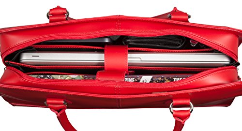Su.B 15.6” 14” professionelle Design Damen Laptoptasche, echtes Leder – Made in Italy (Rot) - 3