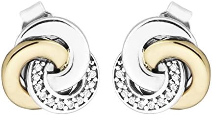 FUNSHOPP Spring Fashion Interlinked Circle Stud Earrings 925 Silver DIY Fits for Original Pandora Fashion Women Jewelry
