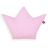 La Fraise Rouge 4251005602188 Kissen Krone Prinzessin, Vichy Karo, rosa/weiß