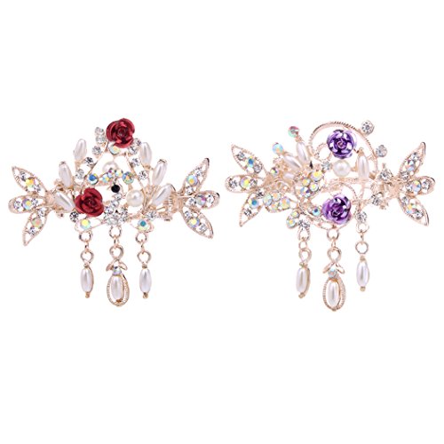 TQWY Fashion hecha a mano diseño de diamante de cristal de Pearl y flor joyería diadema aro de pelo Clips de pelo pasadores para pinza para el cabello