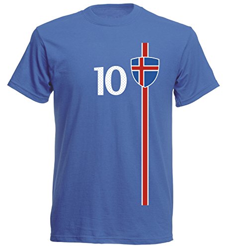 Island Iceland Herren T-Shirt Nummer 10 Trikot Fußball Mini EM 2016 T-Shirt – S M L XL XXL – Weiss NC ST-1 (M)