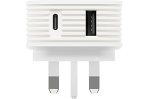 Juice 45W Dual Port Fast Charger Plug – USB-C Power Delivery & USB-A Quick Charge for Smartphones, Tablets & More – Compact Design with Sure Grip Technology - White