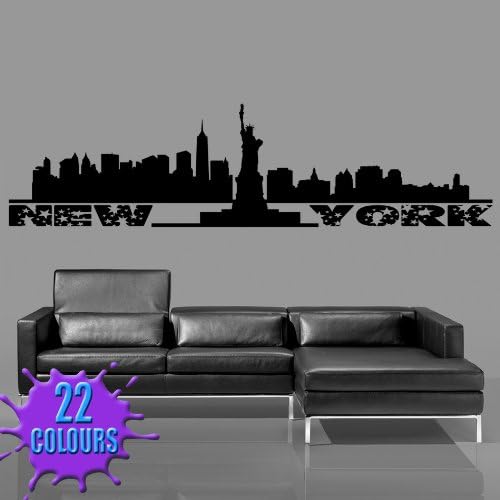 New York Skyline And Statue of Liberty - Wall Decal Art Sticker lounge living room bedroom (Medium)