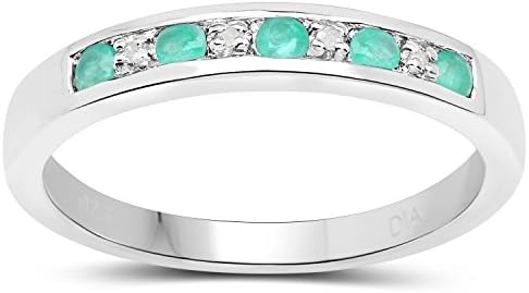 The Diamond Ring Collection: Sterling 3mm slim width Emerald & Diamond Channel set Eternity Ring, Size H,I,J,K,L,M,N,O,P,Q,R,S,T,U,V,W