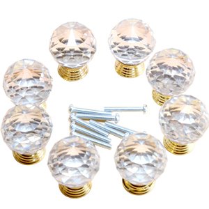 8er Kristall klar Glas goldfarbige Fassung Möbelknopf Möbelknöpfe Möbelgriffe Möbelknauf Griff Knopf Schrankgriff 8er Kristall klar Glas goldfarbige Fassung Möbelknopf Möbelknöpfe Möbelgriffe Möbelknauf Griff Knopf Schrankgriff