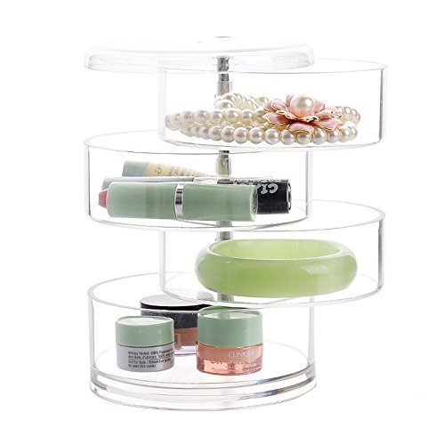 Schönes Leben* Acryl Kosmetik Organizer Kosmetik Aufbewahrungsbox Cosmetic Storage Box Transparent 4 drehbare Fächern für Haargummi, Nagellack, Schmuck Aufbewahrung - 2