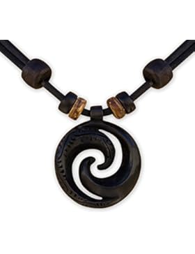 HANA LIMA ® Handgefertigte Halskette Surferkette Koru Maori Neuseeland Herren Damen Lederkette Surferhalskette