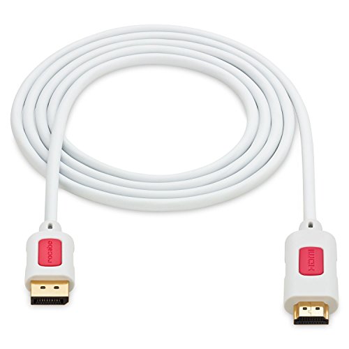rocabo 1024 DisplayPort zu HDMI Kabel, Displayport (DP) auf HDMI, DisplayPort (Stecker M) zu HDMI (Stecker A), für PC, Computer, TV, Beamer, inkl. Audio-Übertragung, 1080p FULL HD, 2,00m, weiß - 4