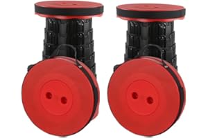 Rshuhx 2pcs Taburete Plegable portátil Plegable para Adultos,Taburete Ligero retráctil Adecuado para Caminatas al Aire Libre Taburete de Camping de Pesca Carga máxima 460lbs/210 kg (Rojizo)