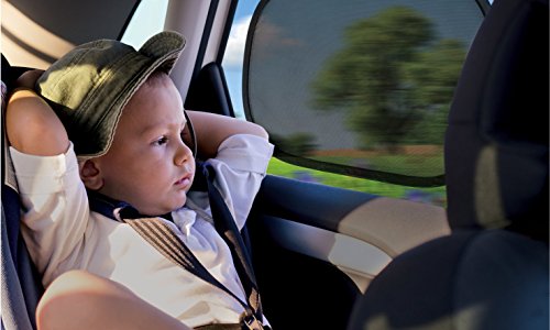 Lina M.® selbsthaftende Sonnenblende für Kinder und Babys, bietet Sonnenschutz im Auto mit dem höchsten zertifizierten Faktor „UPF80+“. Größe: 48 x 30 cm. Zusätzlich mit 4 Saugern. Für Kindersitze, Babyschalen Reboarder und Sitzkeile - 2