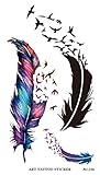 SONGQEE(TM) Bird Feather Body Art Stickers Removable Waterproof Temporary Tattoo ,Pack of 5