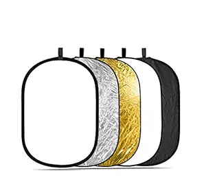 Powerpak 47''x71''/ 120x180cm 5 in 1 Translucent Silver Gold White and Black Collapsible Round Multi Disc Light Reflector for Studio or Any Photography Situation, Multi Color