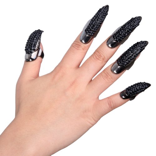 WLM Gothic Punk Retro 3 Sizes Rhinestone False Nail Claw Paw Talon Finger Ring Cosplay Decoration