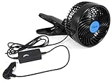 Stufenlos verstellbarer 12V Ventilator - BESONDERS LEISTUNGSSTARK !! - Durchmesser: 15 cm - Mit Klemmfuß -