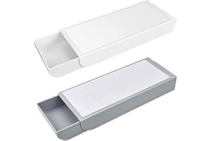 LTHERMELK 2 Stück Selbstklebende Schublade Schreibtisch Unterbau Plastik Desk Schublade Versteckte Bleistiftablage Unter Schreibtischorganizer Unsichtbar Schreibtischhalter für Büro Schule Zuhause (Weiß+Grau)