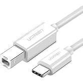 Ugreen Type-C USB B Yazıcı Kablosu, 1.5 Metre, Beyaz