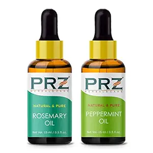 PRZ Combo of Rosemary & Peppermint Essential Oil, 100% Pure Natural & Therapeutic Grade Oil for Aromatherapy, Body Massage, Skin Care & Hair Growth (15ML Each)