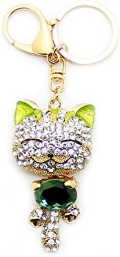 Cute Sparkling Crystal Diamantee Stone Charm Keyring for Womens Bags Car Keys