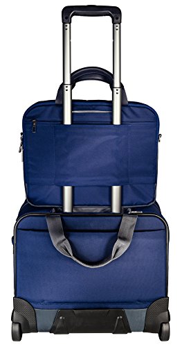 Leitz  Business Softcase Handgep  ck-Trolley  Smart Traveller  17 F  cher  44 x 37 5 x 23 cm  Polyester Metall Leder  Complete  Titan Blau  60590069