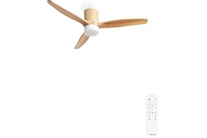 CREATE / WIND CALM RATTAN/Ventilador de techo con luz madera natural con mando / 40W, Silencioso, Ø132 cm, doble luz, 6 velocidades, luz LED 3 temperaturas, temporizador, función verano-invierno