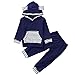 Produktbild Doing1 Baby Mädchen Jungen Streifen Sportanzüge Jogginganzug Kapuzenjacke Kapuzenpullover Hoodie Jacke Mantel Beiläufig Lang Hose 2 Stück Babykleidung Bekleidungssets Sport Sets (70CM 6 Monate, Blau)