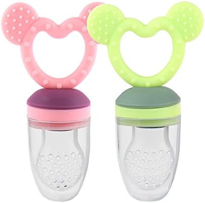 SOYAR®Baby Food Feeder, Fruit Feeder Pacifier/Infant Teething Toy &amp;100% BPA Free Silicone Nipple. (2PCS)