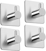 4 Stk. Selbstklebend Handtuchhaken, Aikzik Max 8kg Bademantelhaken Haken Wandhaken Edelstahl rostfrei Bad und 