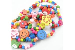 SZXMDKH Armband Mädchen, Bunte Hölzerne Armbänder Kinder, 12 Stück Schmuck, Mitgebsel Kindergeburtstag Gastgeschenke, Freundschaftsarmband Kinder, Kinderschmuck