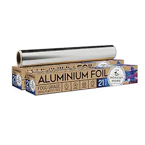 THE HONEST HOME COMPANY Aluminium Foil Food Wrap Premium Quality for Food Packing Cooking Baking - 21 Meter ( Pack of 2)