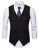 Zweireihige Knopfleiste WHATLEES Herren Corduroy Anzug Weste - Schmale mit Knopfleiste BA0117-black-XL