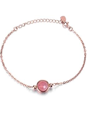 Dalwa Damen Rosegold Armband aus 925 Sterling Silber mit Edelstein Rosenquarz Verstellbar inkl. Geschenkverpackung