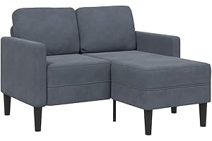 vidaXL Divano 2 Posti con Chaise a L Grigio Scuro 125 cm in Velluto, Divano a 2 posti Camera da Letto, divanetto, Divano a Due posti, Divano a 2 posti